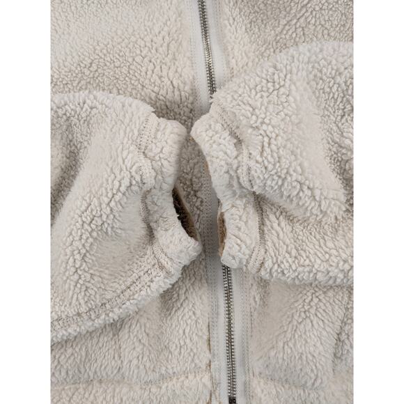 Hollister Jacket Women's Sm Tan White Reversible Sherpa Teddy Oversize Crop Cozy - Picture 8 of 12